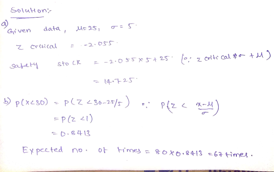 SoluHon a) 5. 25, Given data , σ- 4 +25 Ey pected no . 아 Hme goxo.g4-13 67times