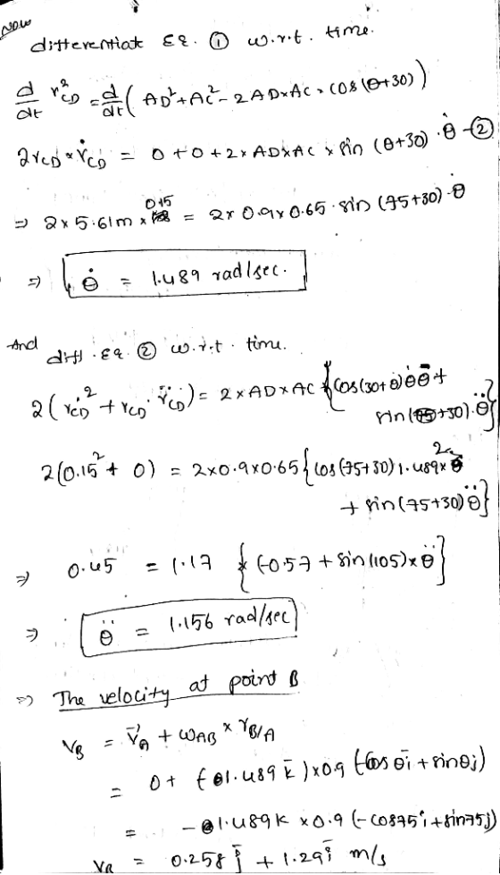 ditterentiad El. un.Y.t. time. ED ADAČ- 2A D«AC » cos (e30) Oto2r ADXAC Go (0+30) 15 2rOo1y .65 sio (45+30) - x 5 61m x = l.u