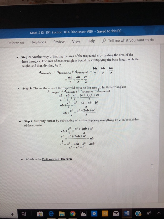 . Math 213-101 Section 104 Discussion #80-Saved to this PC References Mailings Review View Help Tell me what you want to do S
