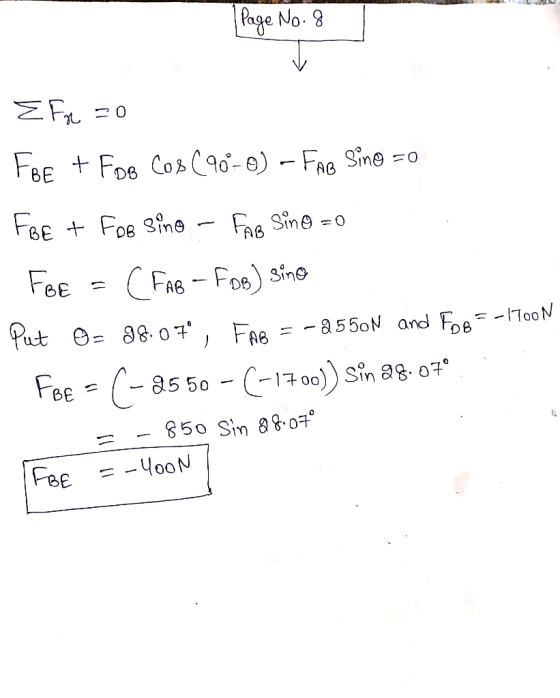 Page No. 8 FeE FDe Cos C9-e) FR Sine AG FeE Foe ine F Sine AB FeE FAB FoB) Sine Put 380 FAB &550N and F 700 N Fee 8 35 50 -17