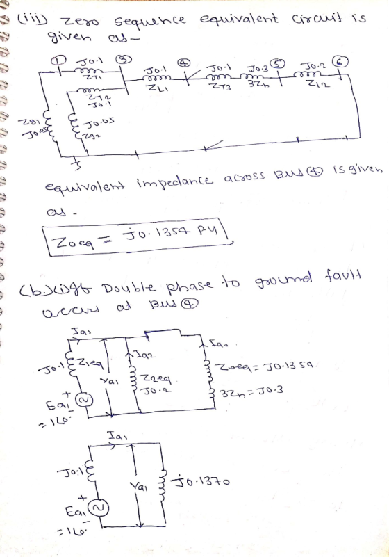 乙e70 Sequnne equivalent Cir au jis Nen 37n てい oS e-uivalent impedance across an⑤ is given au bXDg6- Double phase to gour d fa