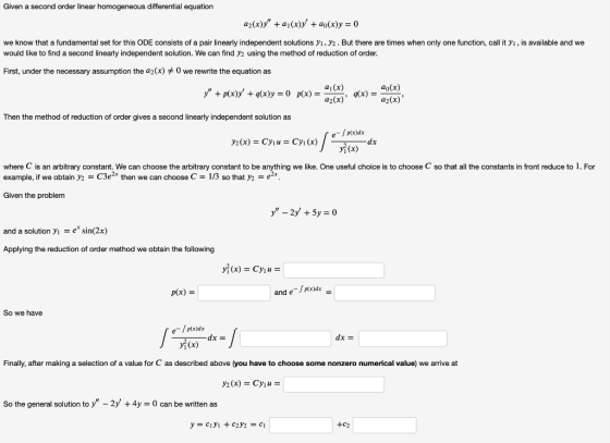Given a second order linear homogeneous differential equation а2(х)у + а (х)У + аo(х)у — 0 we know that a fundamental set fo