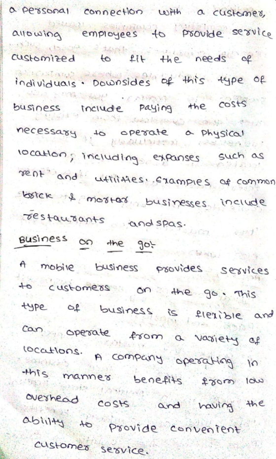 a pessoo connection th a customes, aog employees to Povide sevice customi2ed to it the needs o viduals Downsides op this type