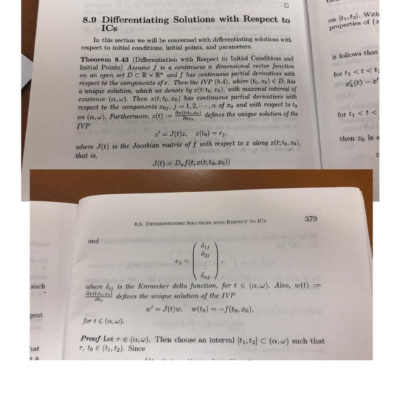 8.9 Differentiating Solutions with Respect to on (t1,t2]. With properties of f ICs In this section we will be concerned with