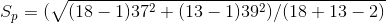S_{p} = (\sqrt{( 18 - 1 ) 37^{2} + ( 13 - 1 ) 39 ^{2} ) / ( 18 + 13 - 2 )}