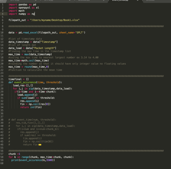 S.Py iied.py amttie import pandas as pd import openpyxl as xl import math import numpy as np 1 4 /Users/myname/Des ktop/Book