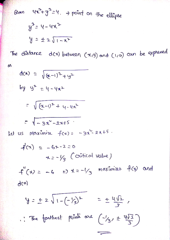 Gwen utPry22% -) point on the ellipse he dtae dc)betweon ando Can be x 2