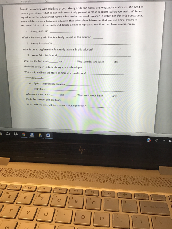 Paragraph k acids and bases. We need to we will be working with solutions of both strong acids and bases, and wea good idea o