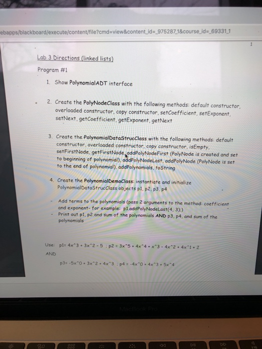 ebapps/blackboard/execute/content/file?cmd-view&content jid _975287 1&course id:_693311 Lab 3 Directions (linked lists) Progr