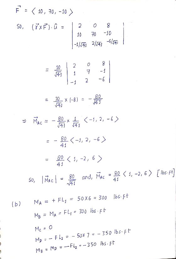 F 10, 0, -10 so, 10刊-10 10 2O8 -6 80-x-〈-1, 2, -6 80 41 41 30 and, MAC -80く1,-2,6 〉 [lbs. ft] So, MAc VT1 (b) MAFL 50x6 300 b