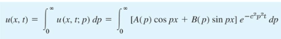 30 1 | [A(p) cos px + B(p)sin px) e-c2p2tdp 11 (x, t; p) dp= u(x, t)= 0