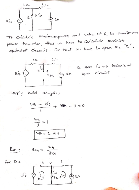 R. CCT lo Open circuit th Apply nodel anyss Vth ISc