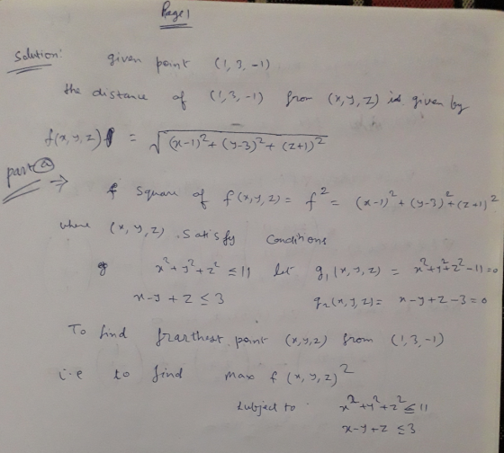 Solution ivan point (I, 9, -1) tha distanu M-3 +23 To indhrthest 2 ce to ind ma, 2)