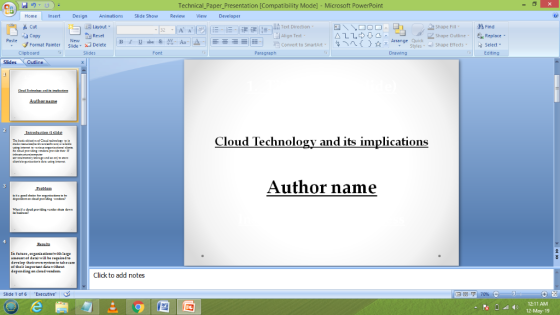 Technical_Paper Presentation [Compatibility Mode] - Microsoft PowerPoint HomeInsert Design AnimationsSlide Show Review ViewDe