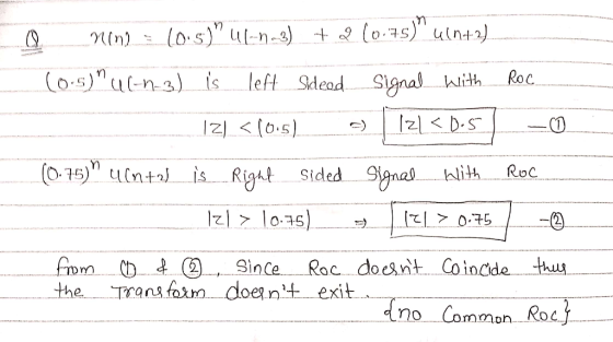 Y(n) (0.5) n u(-ng) Roc İs Signal left Nith Skead alih Roc ince Roc doesnt Coincde tuu the Transfo doent exit no . Common Ro