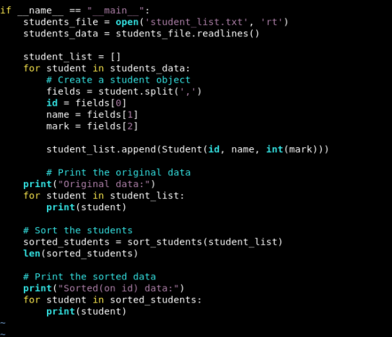 if name main : studentsfile open (student list.txt, rt) students_data students_file.readlines () student_list- [] for st