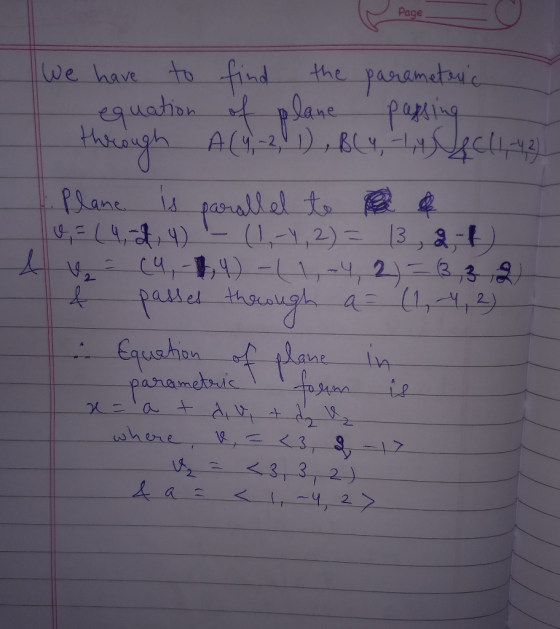 Page panandaic equation t plane Papting A4-211, BCLAtc the we have to find farallel to (11,2) = 13 , 3-t Plane 7 2 Paxled ita