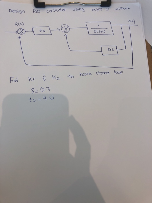 Design PID Controller sin eeor RCS) cs.) 6(sti) krs hnd Kr Ka to have clot d kop 3- 0.1 ts = 4.O
