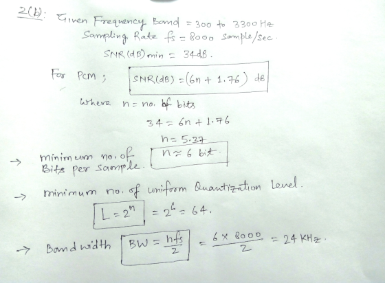 2 Sam pling. Rate-G ס 8000 Somtle/sec. SNR (d e) 34-dB 34-6n1.6 ->minim um Mo o Bits per Sample. Lavel minimum no, 2 2-