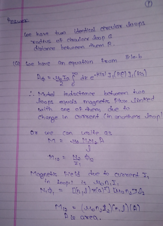 (oe have tuoo identical ctoculae oops distance betrocen them R. (aywe have an equation from 5.1n. 2 Metal inductance behoeen