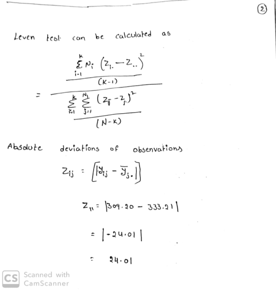 2. Leven teot con be calculated as CK-I) IN-K) Absolote deviations f obsenvahon eviafions Z 301.2o - 333.1 4.ol Cs Scanned wi
