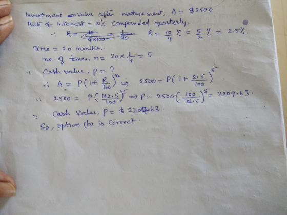 Invest ment v atl mature men A2o o Rali-cZ- inrevesr=0% Compounded quashes 2. Time 2o momia To2.S l oo