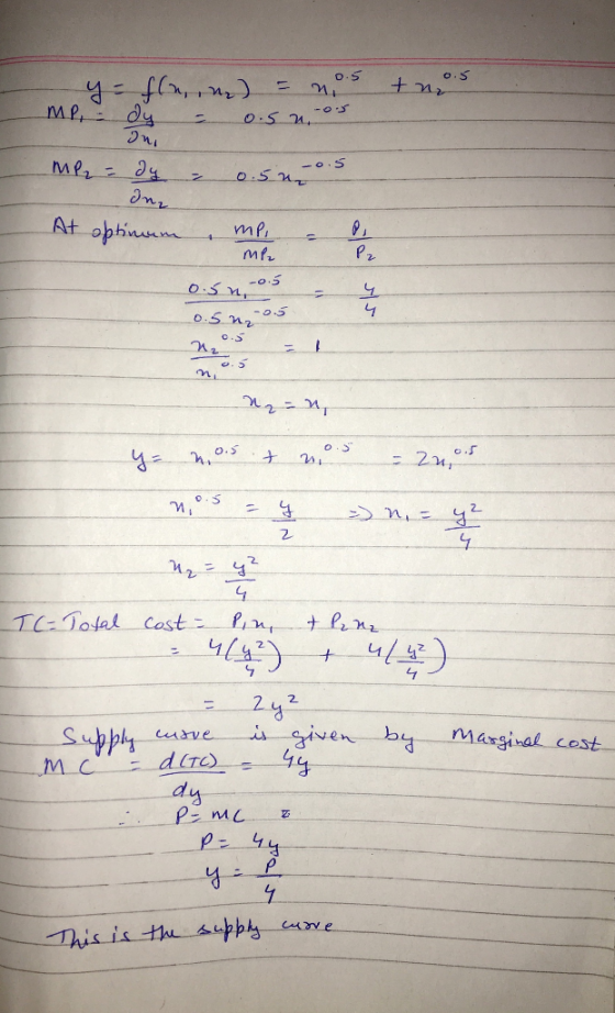 o.S (41JfP MP, nG MP,-a4 -0.5 At ophinunm P2 -0.5 -05 o.5 -2u, S o 2 TTotal cost 74 24 2- griven by Marginal cost Supply Mc d