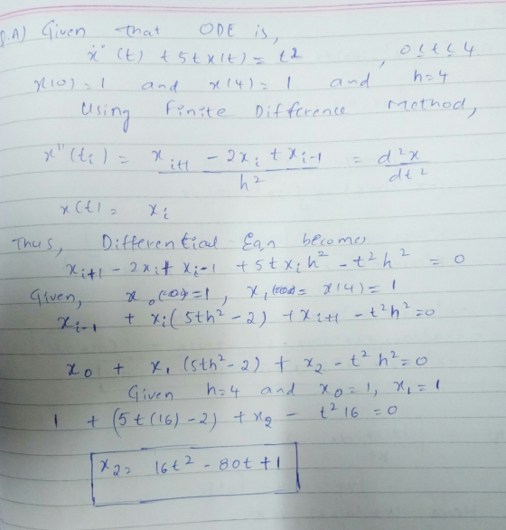 CL and xs usin inite Dif fcrente ethod 2 Given h:
