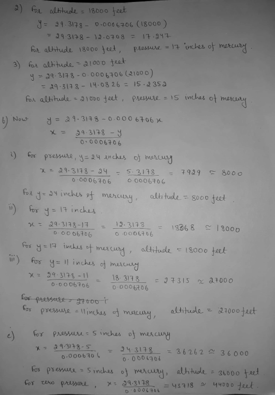 i altitude = 18000 feet J=29.317 8-0.0006706 (18000) 29.3178 -2.0708 7.947 psessure = 17 nches of marcur Jeet, for altritude