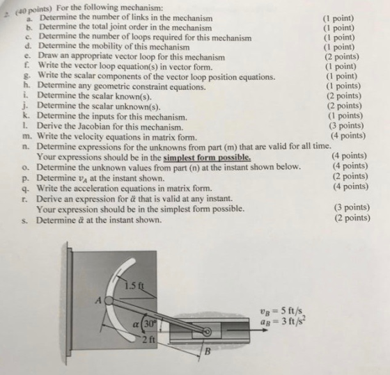 ints) For the following mechanism: a. Determine the number of links in the mechanism b. Determine the total joint order in th