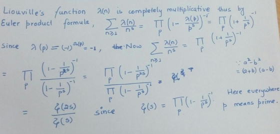 ouvilles function 2) is complelely multiplicative thus Euler roducl formula, Σλ[n2- TT (1-2(b))-- IT (1+i) Since A (p) (-)nf