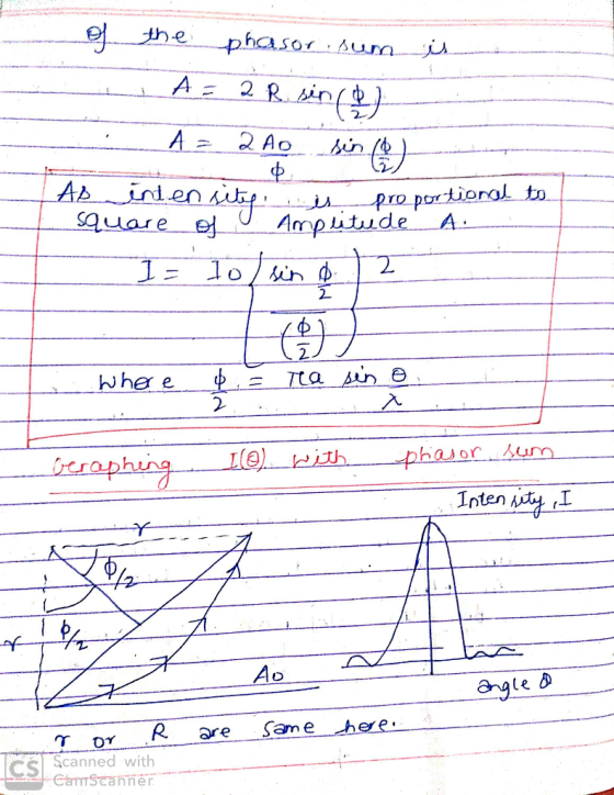 phasor Az 2 R Ain( ) A 2 Ao inten Ampitude Pro portional to A Ab sauare e 2 2 Whe e 2 phaor um Le)ith Inten ty I Ao R. here S
