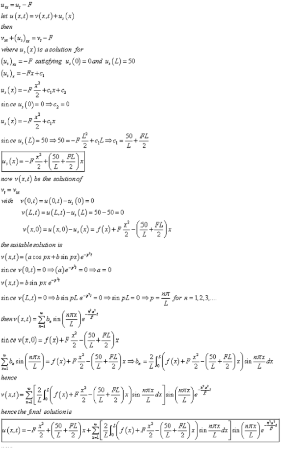 let u (x,1)-v(x,17%, (x) hen where u, (x) is a solution for since t, (0)=0 ,-0 50 FL 50 FL now v(x,t) be the solutionof v(Z1)