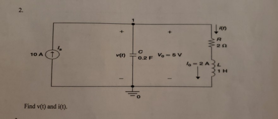 2. i(t) SR 10 A (T lo-2AL 1 H Find v(t) and i(t).