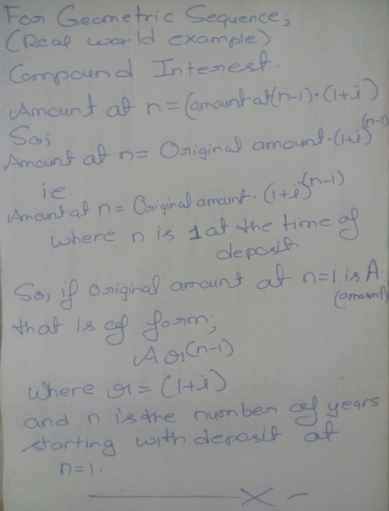 Fos Geometric Sequence CRe al arld cxample Compound Itenesp n-1) nal amo ie where n iろ1atethetiche ole pon& arhs un that is h