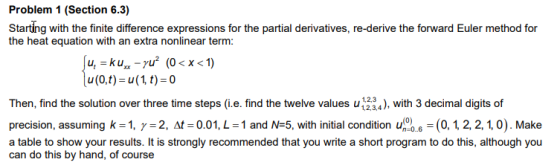 Problem 1 (Section 6.3) Starting with the finite difference expressions for the partial derivatives, re-derive the forward Eu