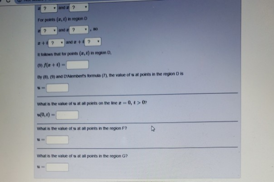 2 and ? For points (z, t) in region D it follows that for points (r, t) in region D, (9) fx+t) By (8), (9) and DAlemberts f