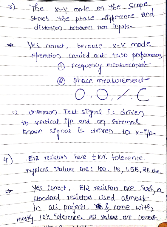 3. x-y mode on the Scape Shou0ん.. .tfe dEstorti.. Ope Yes corret becaue x.y mode ebeation caxded out tuoo pehomes phate meaLu