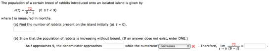 The population of a certain breed of rabbits introduced onto an isolated island is given by P(t) (0 st9) 9 t where t is measu