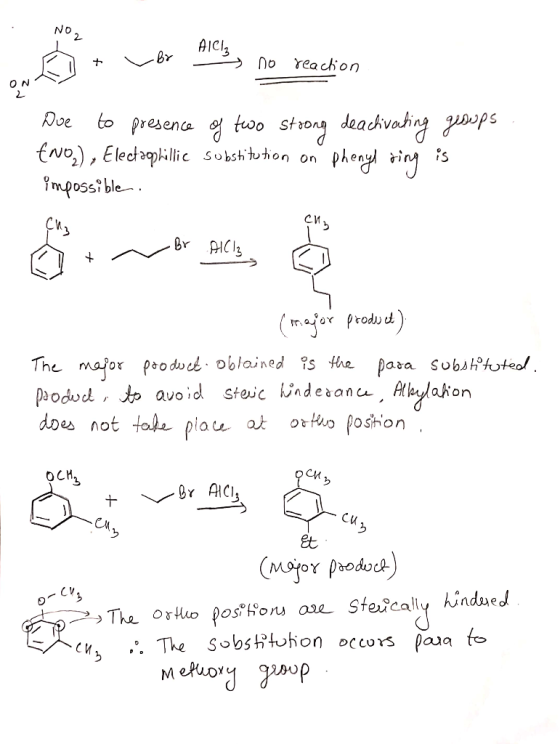 No 2- AICI O N 2 resenCe {ng), Elechqlillic substituhon on phenyl ring is Impossible- prodod , to avoid steic indesanc Atleyl