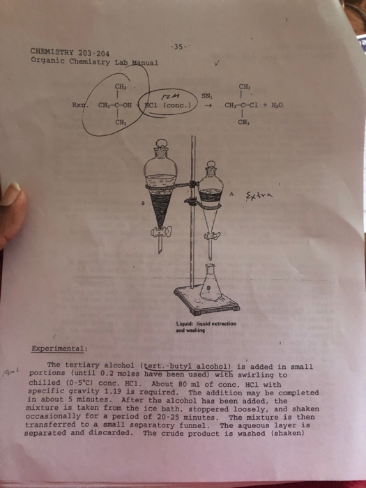 35- CHEMISTRY 203-204 organic Chemistry Lab Manual CH, CH, CH, CH Liquid: liquid extraction and washing Experimental: The ter