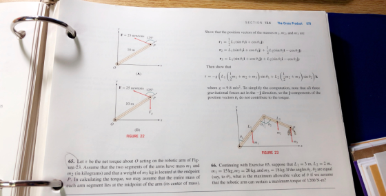 SECTION 13.4 The Cross Product 679 Show that the position vectors of the masses mi,mz, and mj are F= 25 newtons 125. 92i) The