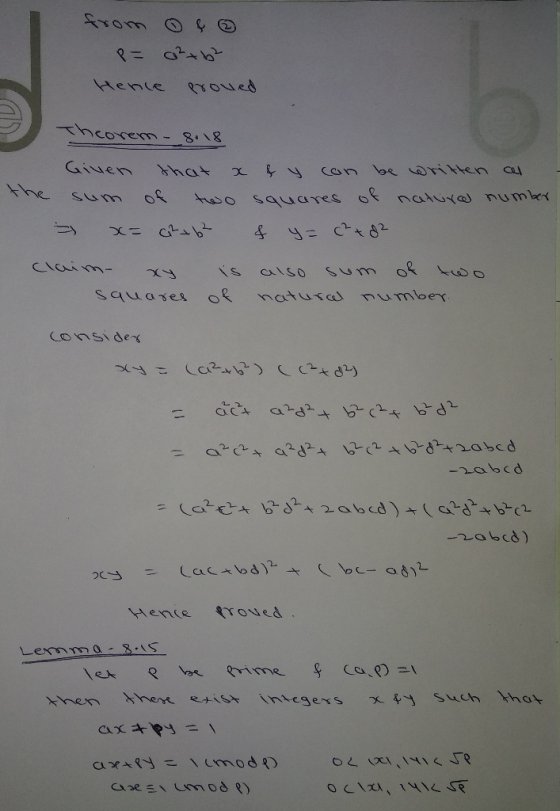 Henle Theorem- 8.18 Given Con be のritten cal 1DY8 Fhe Sum natura numbr CIaim- NS riso Sum number natusal (Onsideく -2abcd 206c