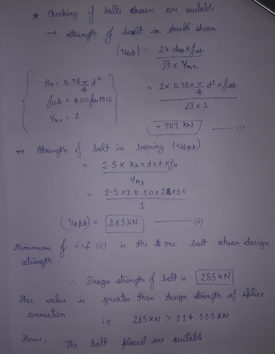 balti hosen Checking Leonlt in doulesheas tamgth - (9h) An= 0.78 7 d2 4 1 dur - 400fmiG 107 KN JNOring p) xxfu bolt im 2.5 x