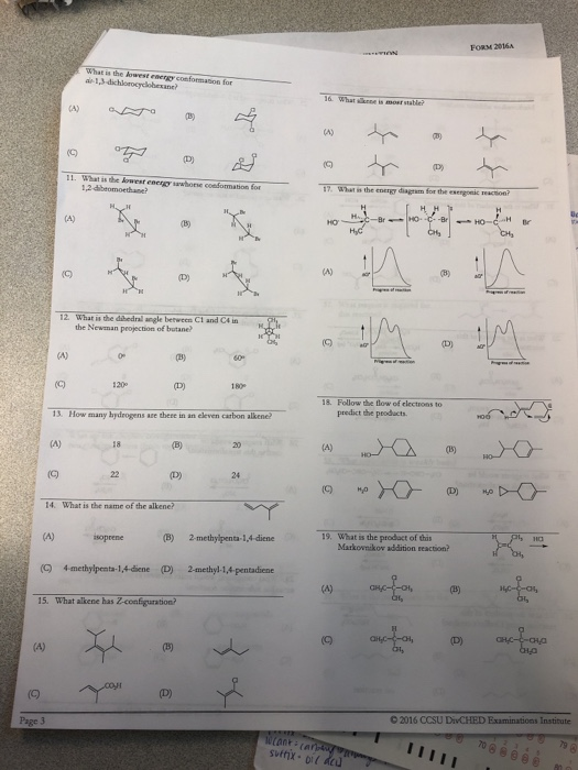 FORM 2016A nwN What is the Awest energy conformaton for a1,3-dichlorocyclobexane What aene in moer stable? 16 (A) (C) (GT 11