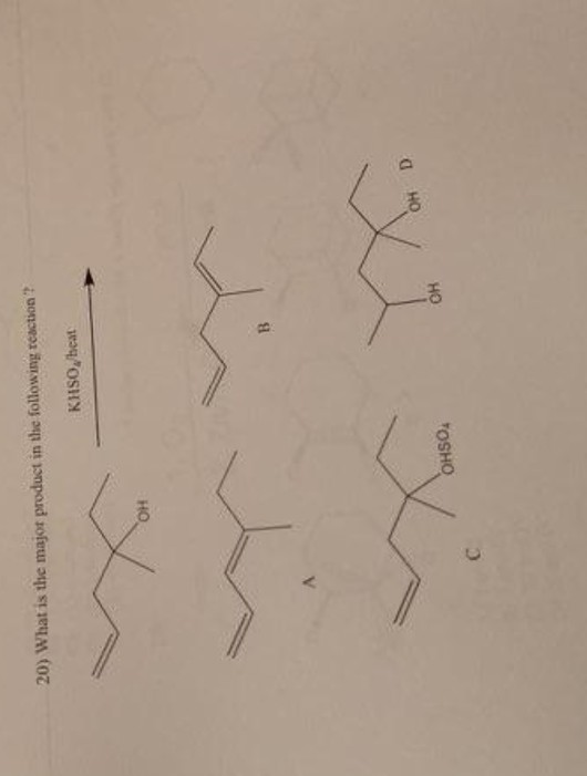 20) What is the major product in the following reaction? KHSO heat HO HO но OHSO