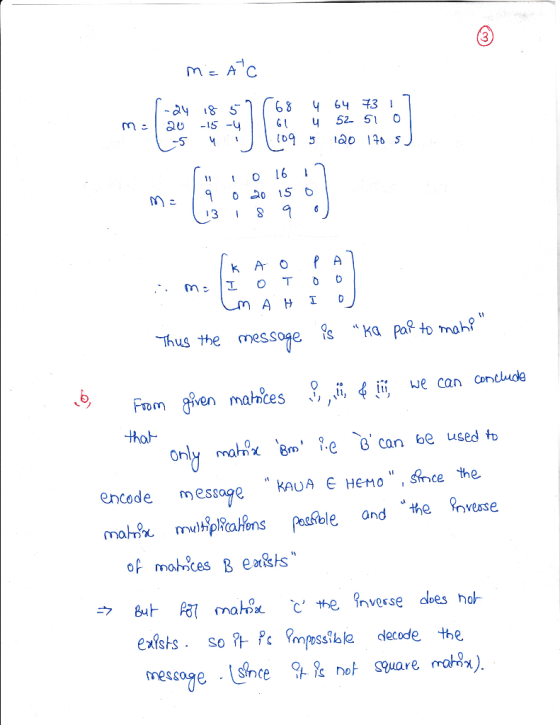 G 52 51 o 11 O 6 3 S k A O P A Thus the messoge s Ka Pa to mahi Foon given mah ces 3,ii, iii we can cr dude only maMa 8m。e