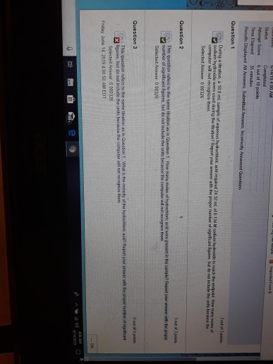 Stahrs Atempt Score Time Elapeed Rendts Deplayed Al Aessers, Submitod Anrewers Incomudtly Aneered Questions Completod 6 out o