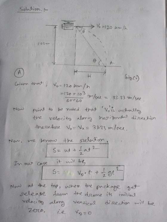 Solusion. Va 120 km/h A Given tha9 Vo= 120 hm /h =120 x 10m/er o3 33.33 m/see 60Y60 thas Vois ot Now be moted Pomt to horizon