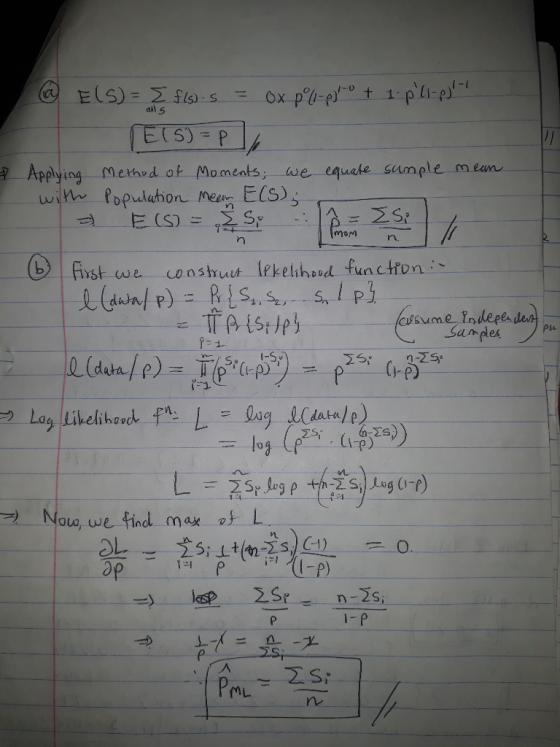 Applying method of Moments mom Sam ples Nou, we find max t L op P) ML